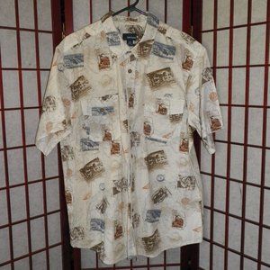 Basic Editions Casual Button Down Shirt XL Deer Stamp Print SS